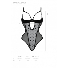 Еротичне боді Passion MARINA BODY, S/M, чорний колір, з відкритими чашками