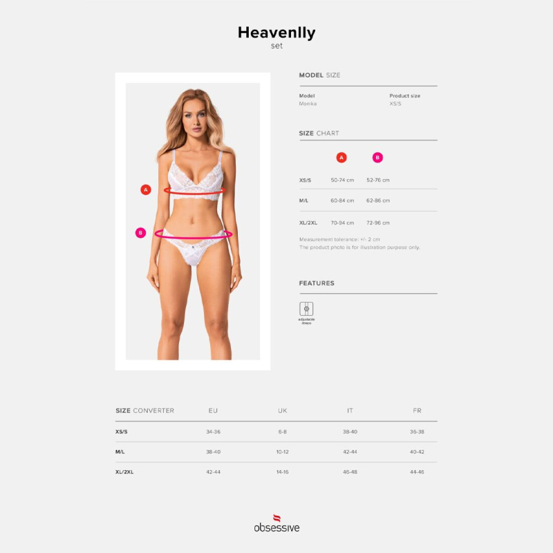 Еротичний комплект Obsessive Heavenlly 2–pcs set M/L, бюстгальтер і танга