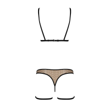Еротичний комплект спідньої білизни Passion GABI SET S/M кремовий/чорний, трусики з гартерами