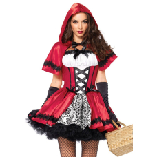 Еротичний костюм Червоної шапочки Leg Avenue Gothic Червоний Riding Hood L, сукня, накидка
