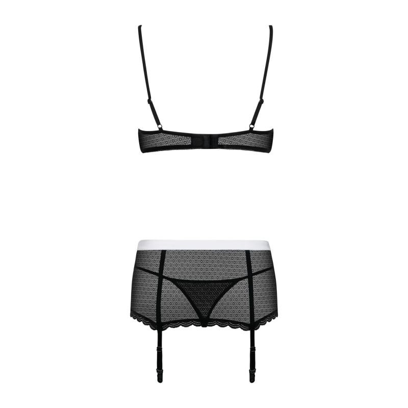 Еротичний костюм покоївки Obsessive Maidme set 5pcs L/XL – чорний/білий