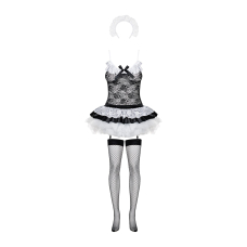 Еротичний костюм покоївки зі спідницею Obsessive Housemaid 5 pcs L/XL – чорний/білий