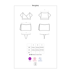 Еротичний костюм секретарки Obsessive Secretary suit 5pcs Чорний L/XL, чорно–білий, топ, спідниця, ст