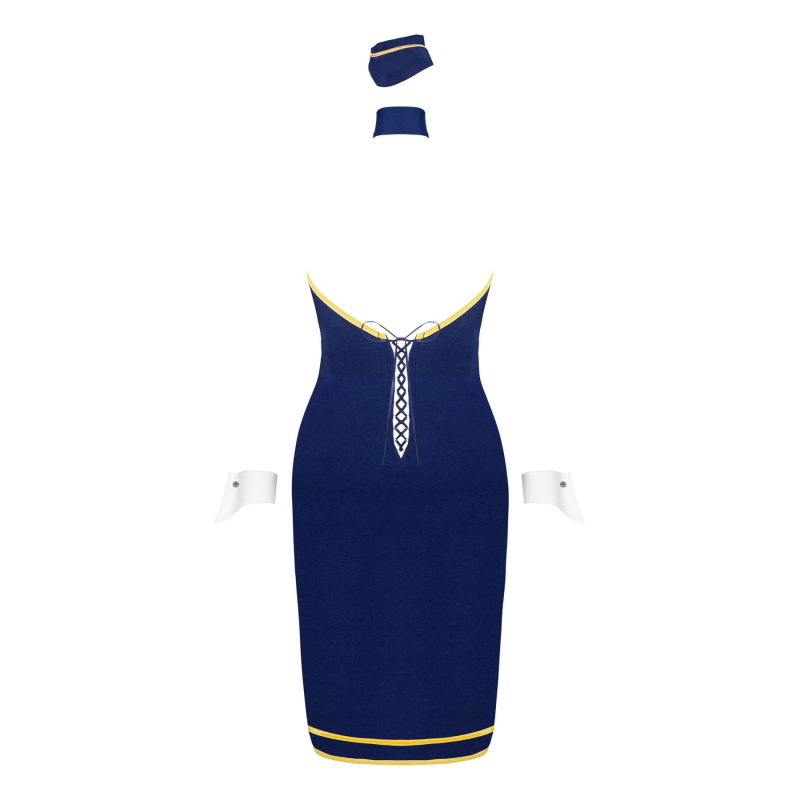 Эротический костюм стюардессы Obsessive Stewardess uniform M/L, платье, пилотка, шарф, манжеты