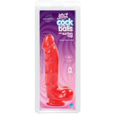 Фалоімітатор Doc Johnson Jelly Jewels Cock & Balls Red, довжина 16 см, діам. 3.6 см, антибактеріальний ПВХ
