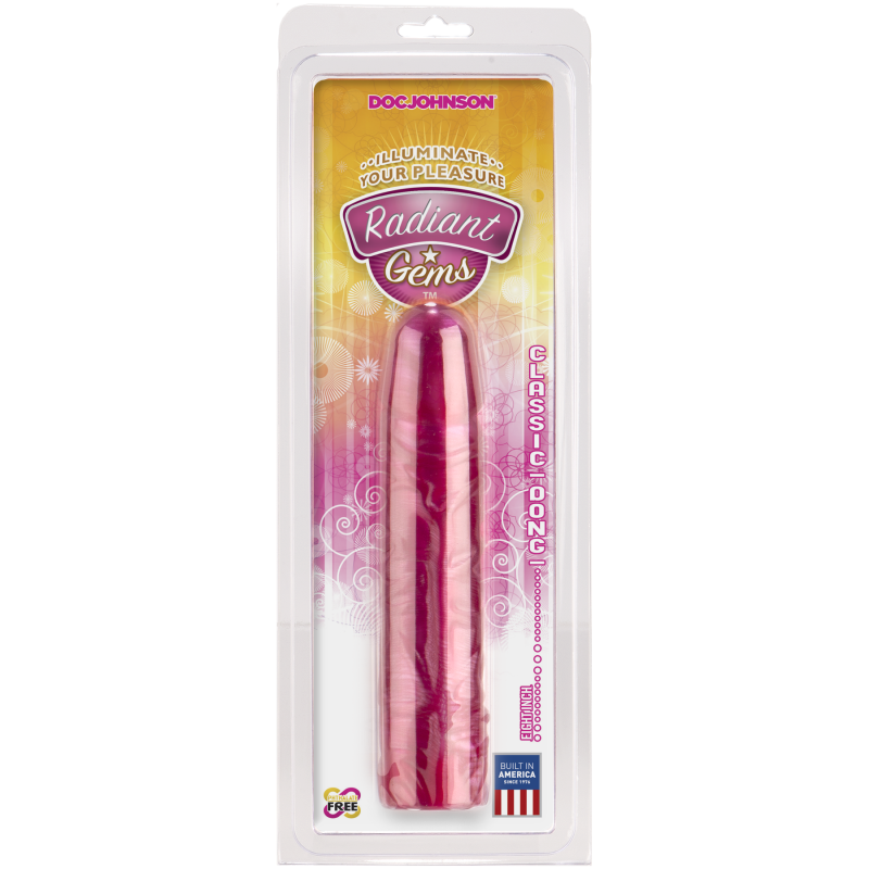 Фалоімітатор Doc Johnson Radiant Gems Fuchsia, антибактеріальний ПВХ, довжина 20.3 см, діам. 4.3 см