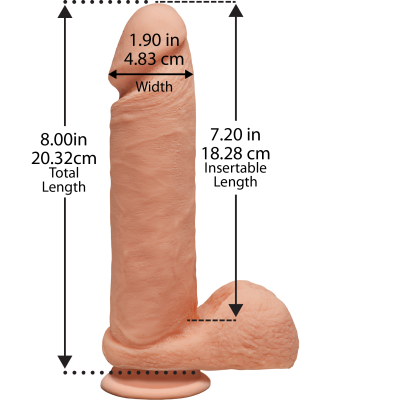Фалоімітатор Doc Johnson The D – Perfect D With Balls (ULTRASKYN), довжина 20.3 см, діам. 5.1 см