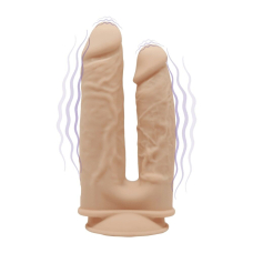Великий подвійний фалоімітатор з вібрацією SilexD Double Gusto Flesh (Model 1) 20.3 та 17.8 см, двошаровий