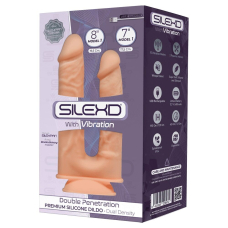 Великий подвійний фалоімітатор з вібрацією SilexD Double Gusto Flesh (Model 1) 20.3 та 17.8 см, двошаровий