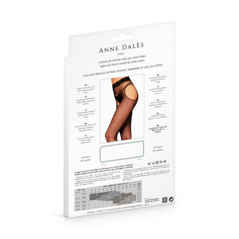 Колготки–панчохи з поясом Anne De Ales MORGANE T4 Чорний колір, дрібна сіточка, з доступом