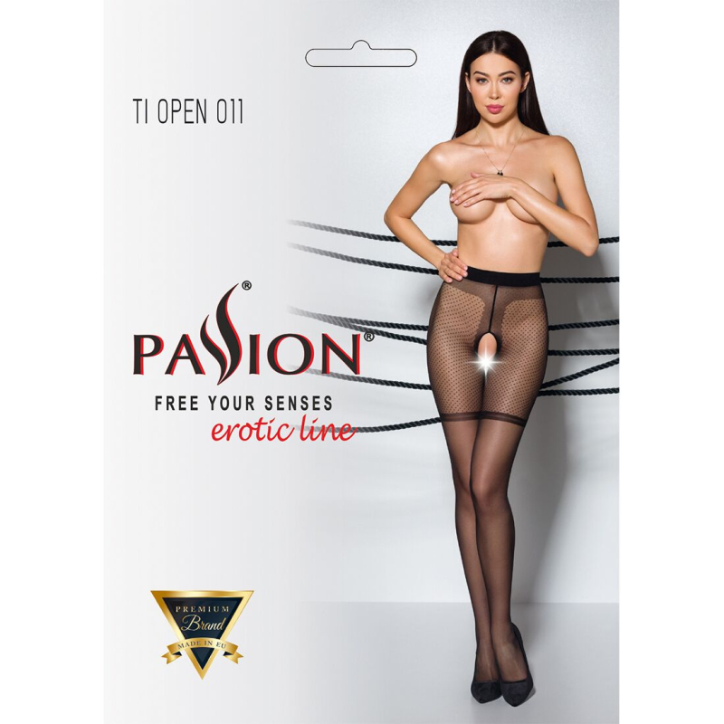Колготки з відкритим доступом, контрастні шортики Passion TIOPEN 011 1/2 (20 den), чорний колір