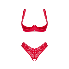 Комплект білизни Obsessive Lacelove cupless 2–pcs set XL/2XL Червоний, відкритий доступ, відкриті груди