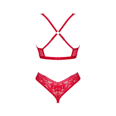 Комплект білизни Obsessive Lacelove cupless 2–pcs set XL/2XL Червоний, відкритий доступ, відкриті груди
