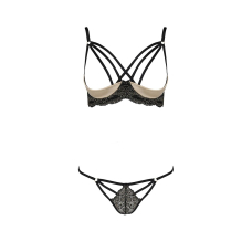 Комплект білизни Passion Exclusive VALERY SET OpenBra 2XL/3XL Чорний, стрепи, трусики, відкритий ліф