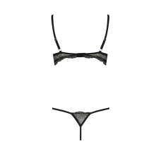 Комплект білизни Passion Exclusive VALERY SET OpenBra S/M, чорний колір, стрепи, трусики, відкритий ліф