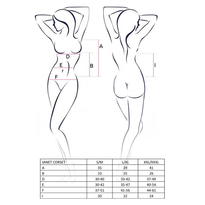 Корсет з пажами Passion JANET CORSET S/M, Білий, трусики, напівпрозорий