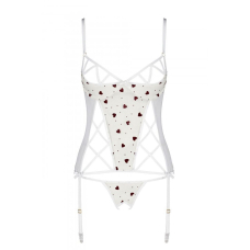 Корсет с подвязками, стринги Passion LOVELIA CORSET 2XL/3XL, белый