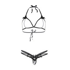 Leg Avenue Open cup bra and pearl panty OS Черный цвет
