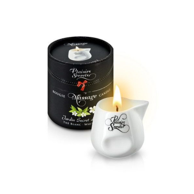 Массажная свеча Plaisirs Secrets White Tea (80 мл) подарочная упаковка, керамическая посуда