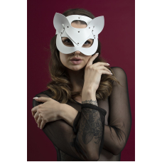 Маска кішечки Feral Feelings – Catwoman Mask, натуральна шкіра, біла