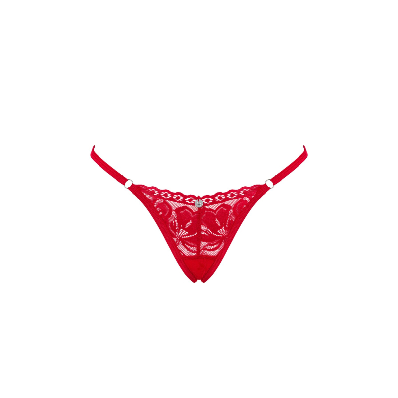 Мереживні стрінги Obsessive Lacelove thong XS/S Червоний, низька посадка