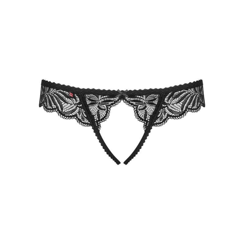 Мереживні танга з доступом Obsessive Contica crothchles thong L/XL, чорні
