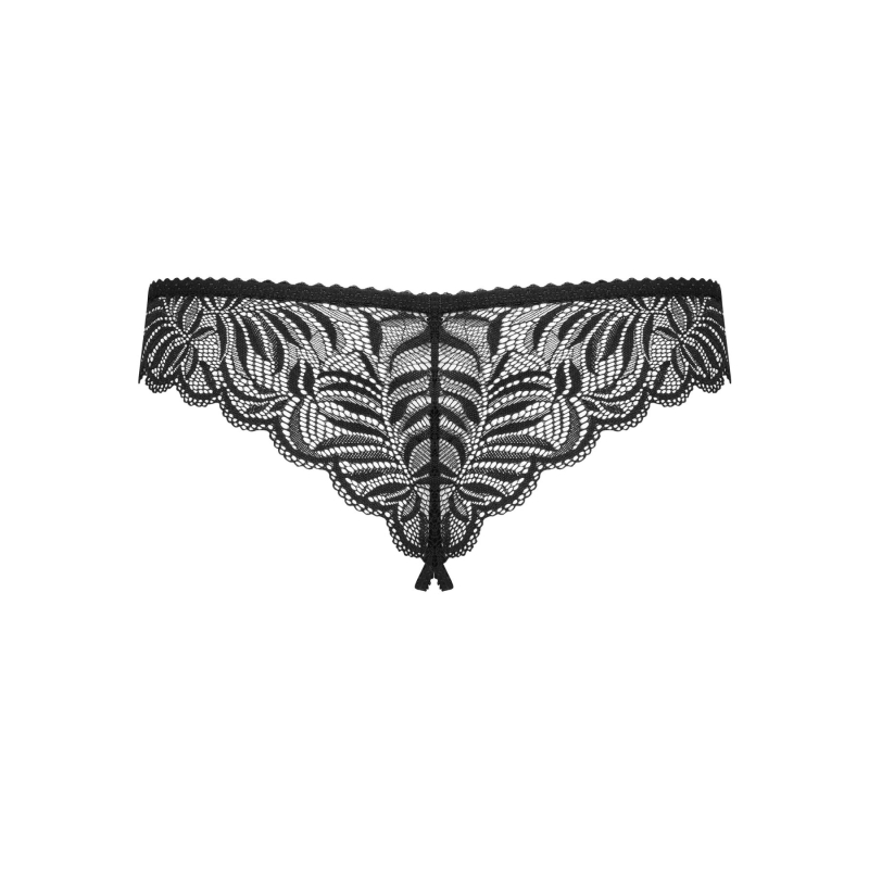 Мереживні танга з доступом Obsessive Contica crothchles thong L/XL, чорні
