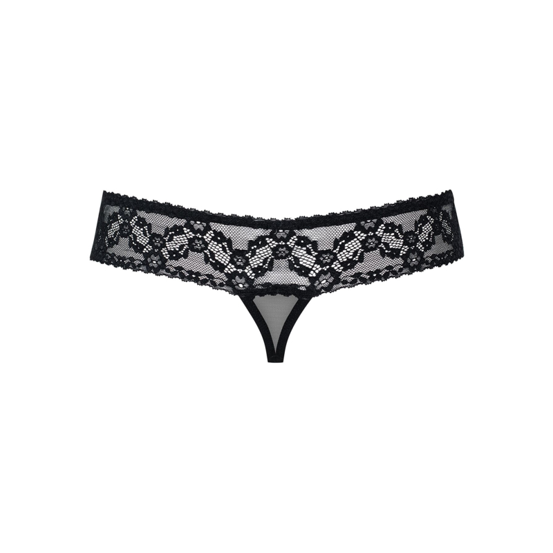 Мереживні танги з доступом Obsessive 837–THC–1 S/M, чорні