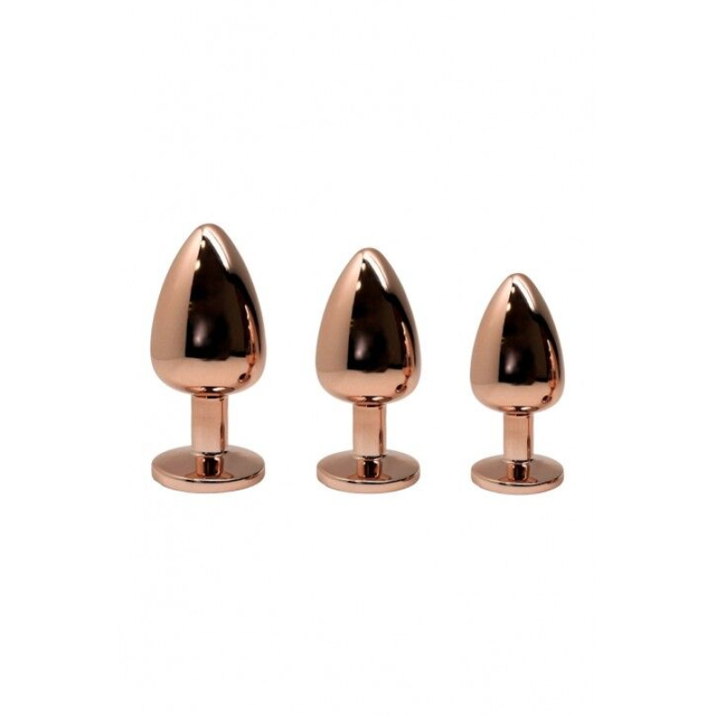Металлическая анальная пробка Wooomy Tralalo Rose Gold Metal Plug Size M, диаметр 3.4 см, длина 8 см