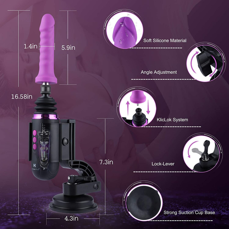 Міні секс-машина – Hismith Mini Capsule Sex-Machine з потужною присоскою, 370 об/хв