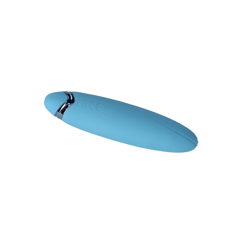 Мини вибратор-вибропуля – FairyGasm PleasureArrow Blue – рельефная поверхность, 9 режимов