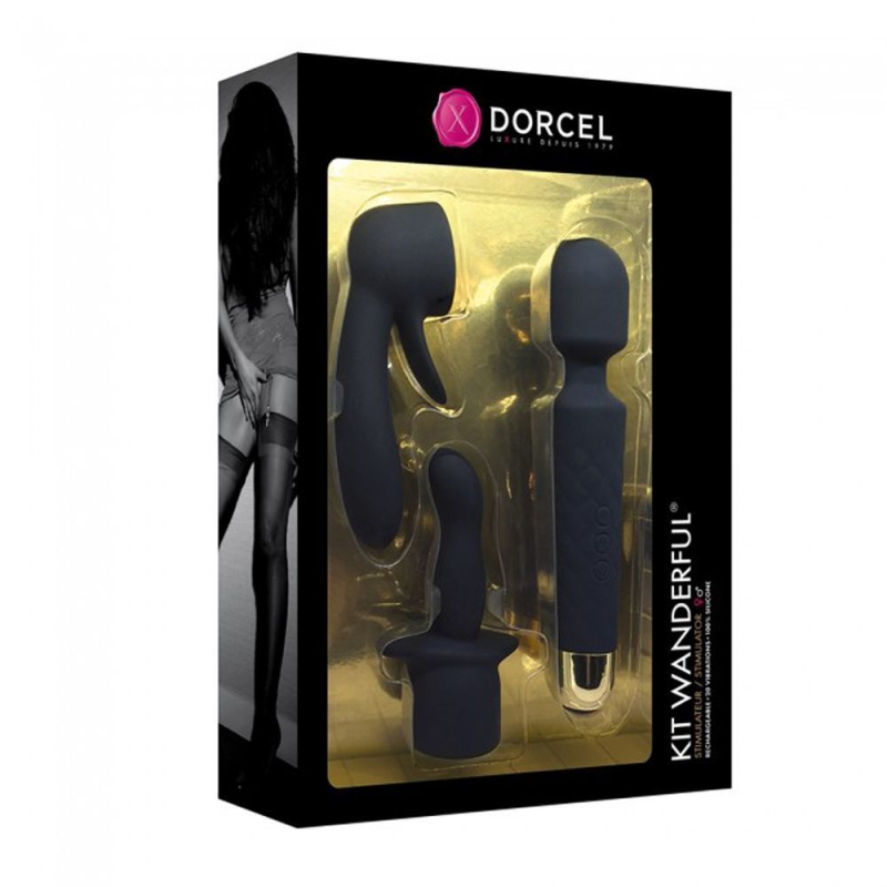 Мини вибромассажер Dorcel Kit Wanderful с анальной и вагинальной насадками, 8 скоростей и 20 режимов