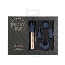 Міні вібромасажер – Pillow Talk Secrets Desires Navy – з 5 насадками у комплекті