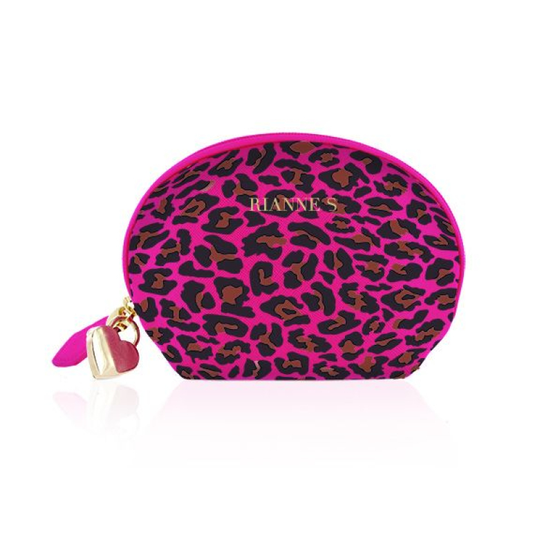 Міні вібромасажер – RIANNE S Lovely Leopard Purple – 3 рівні + 7 ритмів, косметичка-чохол