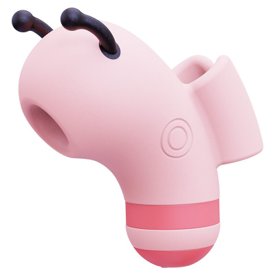 Пальчиковий вакуумний вібратор з мікрострумами – KISSTOY Beebe Pink – 5 режимів потужного всмоктування
