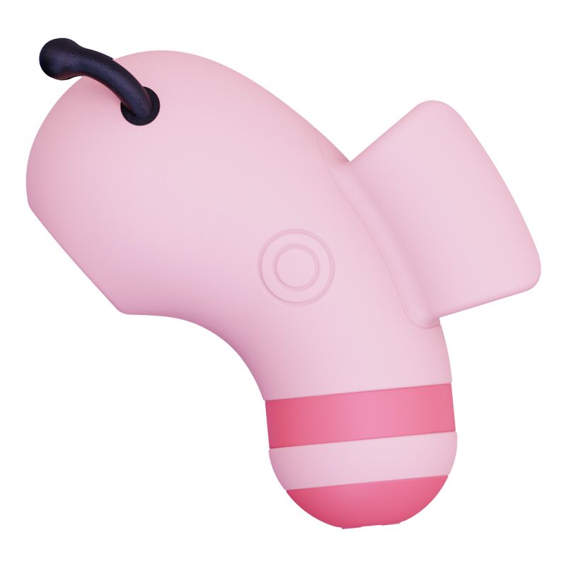Пальчиковий вакуумний вібратор з мікрострумами – KISSTOY Beebe Pink – 5 режимів потужного всмоктування