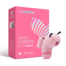 Пальчиковий вакуумний вібратор з мікрострумами – KISSTOY Beebe Pink – 5 режимів потужного всмоктування