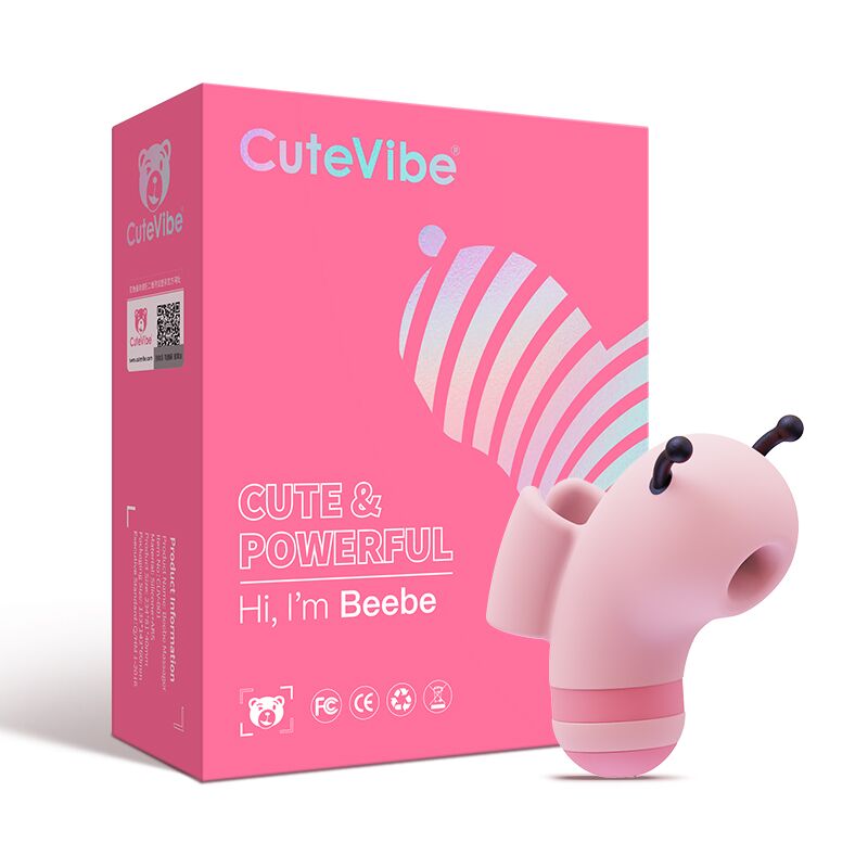 Пальчиковий вакуумний вібратор з мікрострумами – KISSTOY Beebe Pink – 5 режимів потужного всмоктування