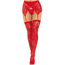 Панчохи Leg Avenue Leg Avenue Lace thigh highs & garterbelt Червоний One Size