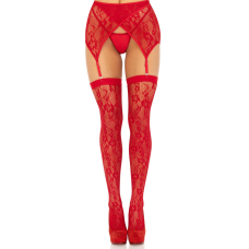 Панчохи Leg Avenue Leg Avenue Lace thigh highs & garterbelt Червоний One Size