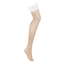 Панчохи Obsessive Heavenlly stockings XL/2XL, широка резинка – білий/прозорий