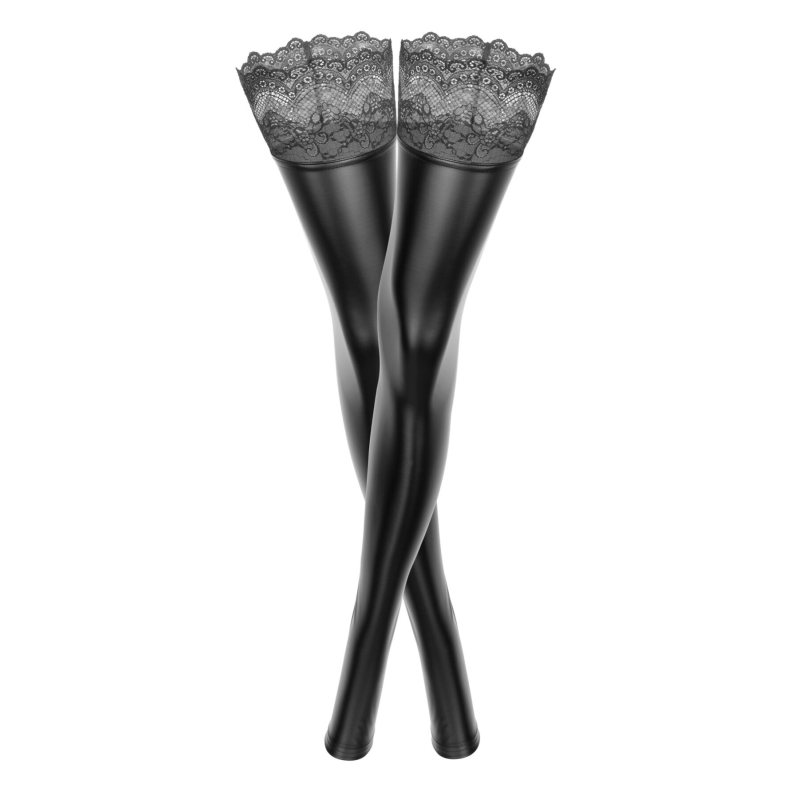Панчохи з мокрим ефектом Noir Handmade F135 Powerwetlook stockings, L, без мисків
