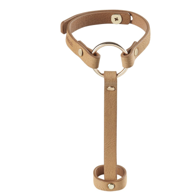 Пара браслетів на зап’ясті і палець Bijoux Indiscrets MAZE Hand Bracelet Harness Коричневий, екошкіра