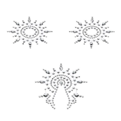 Пестис из кристаллов Petits Joujoux Gloria set of 3 – Серебристый, украшение на грудь и вульву