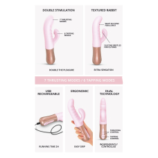 Подвійний вібратор-пульсатор кролик – Love To Love Sassy Bunny Baby Pink – 6 пульсацій відростка + 7 стовбура