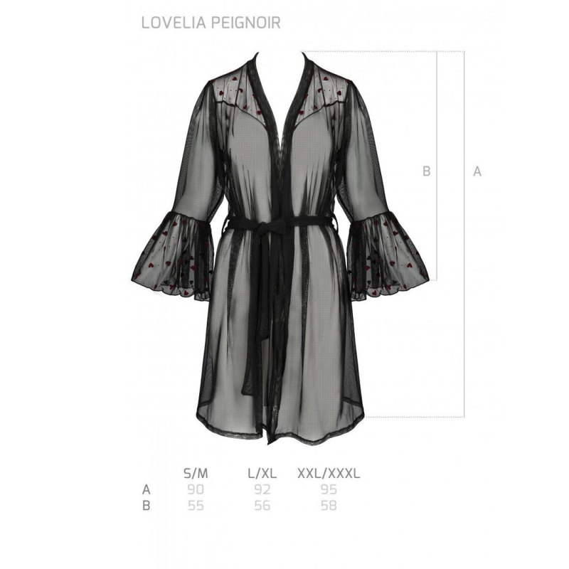 Повітряний пеньюар Passion LOVELIA PEIGNOIR S/M, чорний колір