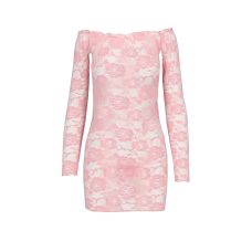 Прозрачная рубашка с длинным рукавом Passion YOLANDA CHEMISE L/XL, розовый, трусики