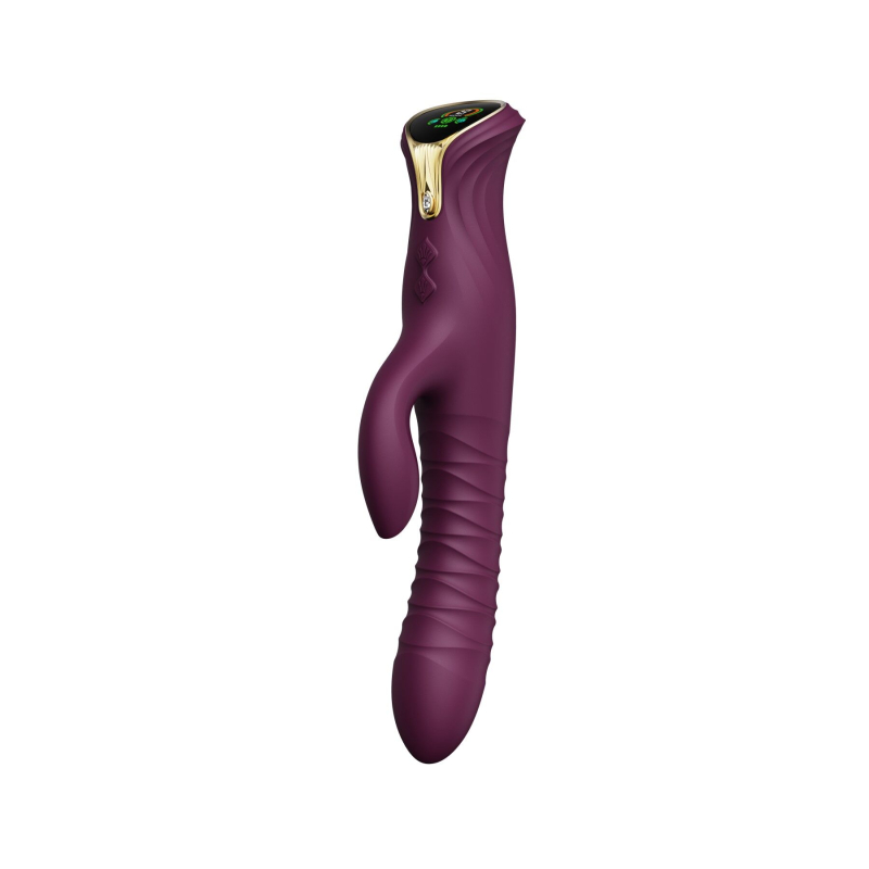 Пульсатор-кролик з вібрацією – Zalo Mose Velvet Purple – нагрівання до 42°, кристал Swarovski, рельєфний стовбур