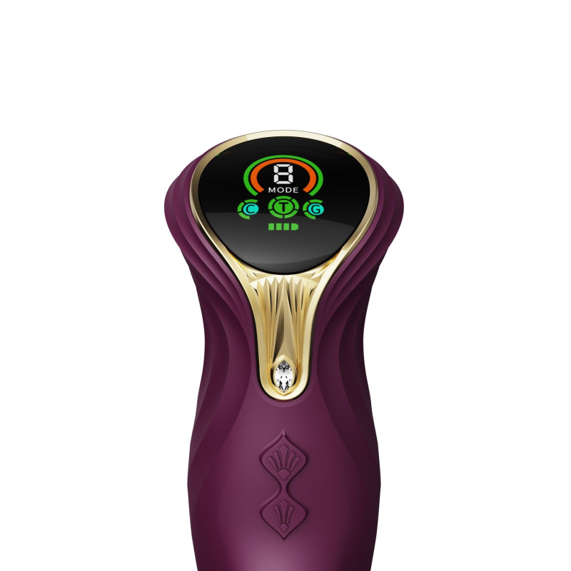 Пульсатор-кролик з вібрацією – Zalo Mose Velvet Purple – нагрівання до 42°, кристал Swarovski, рельєфний стовбур