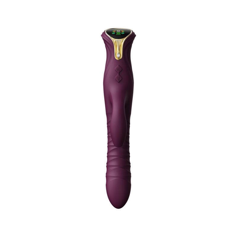 Пульсатор-кролик з вібрацією – Zalo Mose Velvet Purple – нагрівання до 42°, кристал Swarovski, рельєфний стовбур